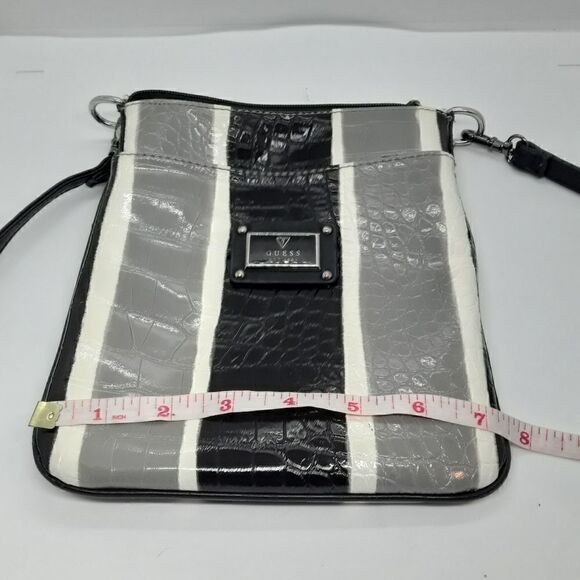 Guess Mini Crossbody Stripped White/Grey/Black Color - Picture 8 of 8